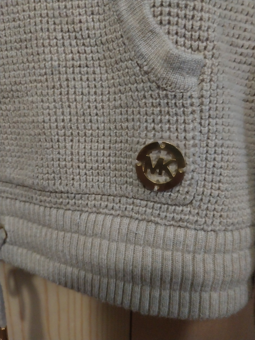 MICHAEL Michael Kors Cream Waffle Knit Mock Neck Pullover - Picture 2 of 5